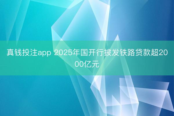 真钱投注app 2025年国开行披发铁路贷款超2000亿元
