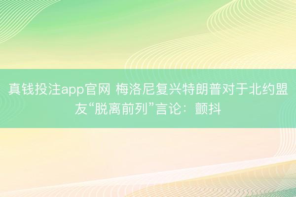 真钱投注app官网 梅洛尼复兴特朗普对于北约盟友“脱离前列”言论:颤抖