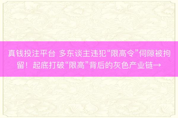 真钱投注平台 多东谈主违犯“限高令”伺隙被拘留!起底打破“限高”背后的灰色产业链→