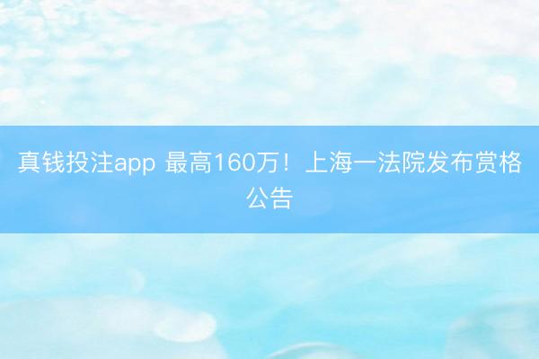 真钱投注app 最高160万!上海一法院发布赏格公告