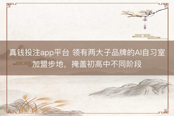真钱投注app平台 领有两大子品牌的AI自习室加盟步地，掩盖初高中不同阶段