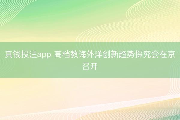 真钱投注app 高档教诲外洋创新趋势探究会在京召开