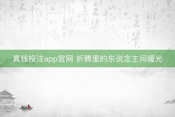 真钱投注app官网 折腾里的东说念主间暖光