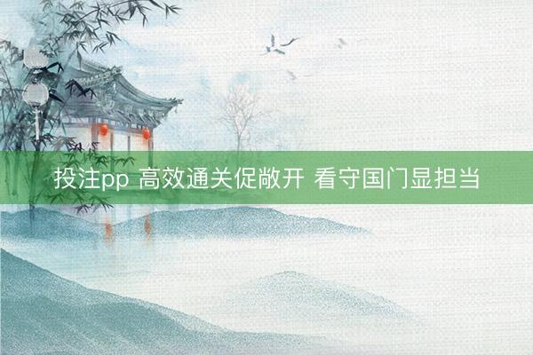 投注pp 高效通关促敞开 看守国门显担当