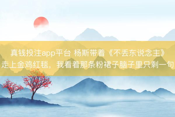真钱投注app平台 杨斯带着《不丢东说念主》走上金鸡红毯,我看着那条粉裙子脑子里只剩一句