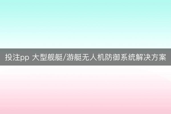 投注pp 大型舰艇/游艇无人机防御系统解决方案