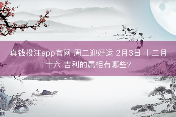 真钱投注app官网 周二迎好运 2月3日 十二月十六 吉利的属相有哪些?