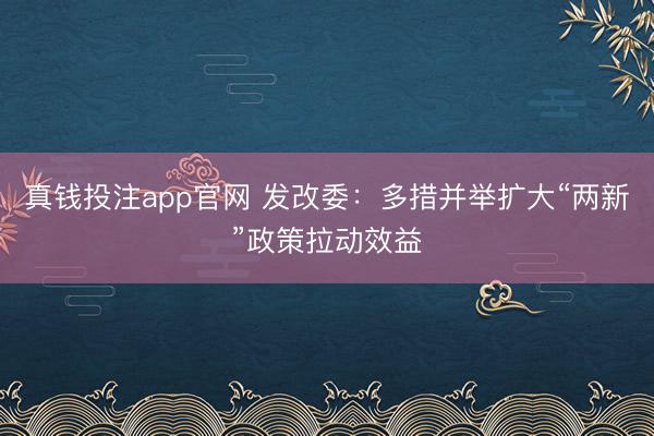 真钱投注app官网 发改委:多措并举扩大“两新”政策拉动效益