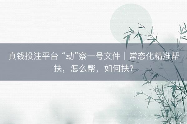 真钱投注平台 “动”察一号文件｜常态化精准帮扶，怎么帮，如何扶？