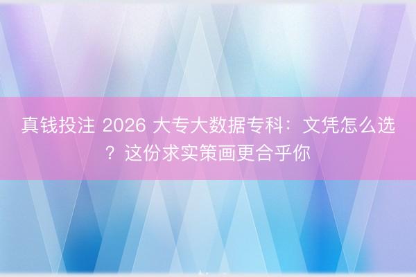真钱投注 2026 大专大数据专科：文凭怎么选？这份求实策画更合乎你