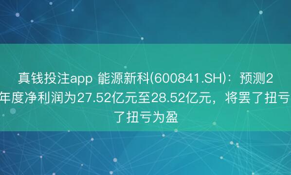 真钱投注app 能源新科(600841.SH)：预测2025年度净利润为27.52亿元至28.52亿元，将罢了扭亏为盈