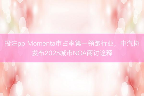 投注pp Momenta市占率第一领跑行业，中汽协发布2025城市NOA商讨诠释