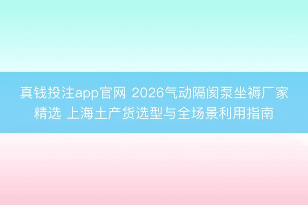 真钱投注app官网 2026气动隔阂泵坐褥厂家精选 上海土产货选型与全场景利用指南