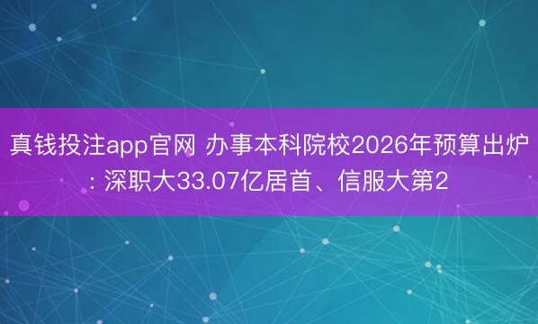 真钱投注app官网 办事本科院校2026年预算出炉: 深职大33.07亿居首、信服大第2
