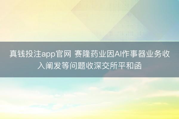 真钱投注app官网 赛隆药业因AI作事器业务收入阐发等问题收深交所平和函