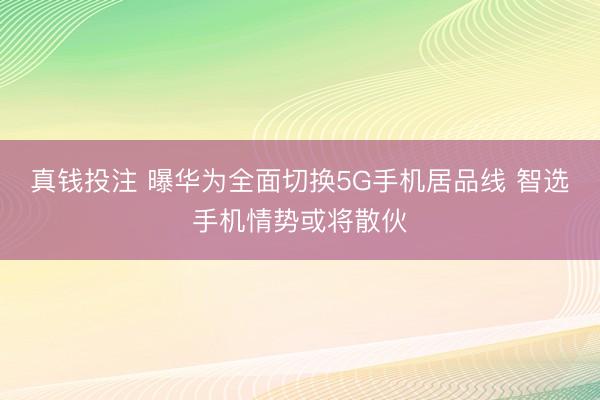 真钱投注 曝华为全面切换5G手机居品线 智选手机情势或将散伙