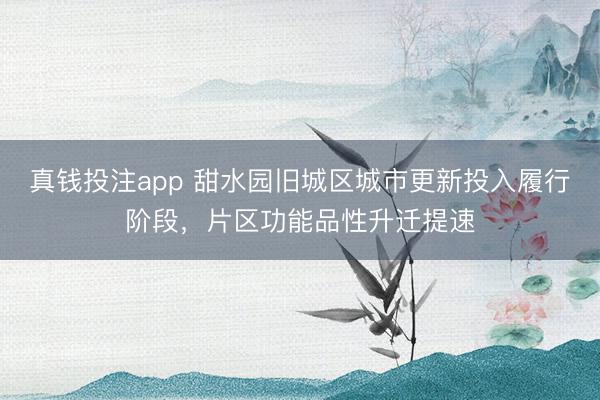 真钱投注app 甜水园旧城区城市更新投入履行阶段，片区功能品性升迁提速