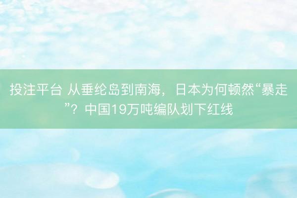 投注平台 从垂纶岛到南海，日本为何顿然“暴走”？中国19万吨编队划下红线