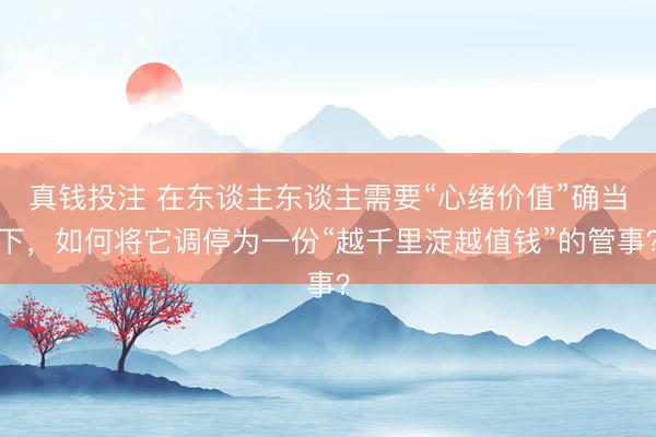 真钱投注 在东谈主东谈主需要“心绪价值”确当下，如何将它调停为一份“越千里淀越值钱”的管事？