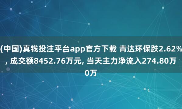 (中国)真钱投注平台app官方下载 青达环保跌2.62%， 成交额8452.76万元， 当天主力净流入274.80万