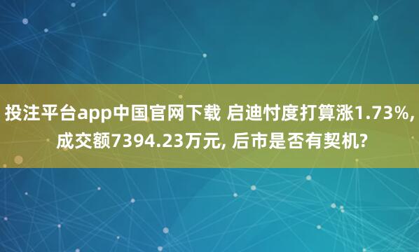 投注平台app中国官网下载 启迪忖度打算涨1.73%, 成交额7394.23万元, 后市是否有契机?