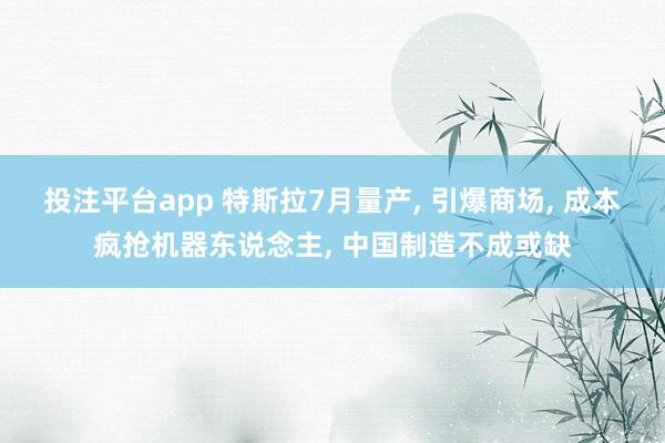 投注平台app 特斯拉7月量产， 引爆商场， 成本疯抢机器东说念主， 中国制造不成或缺