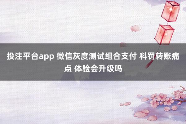 投注平台app 微信灰度测试组合支付 科罚转账痛点 体验会升级吗