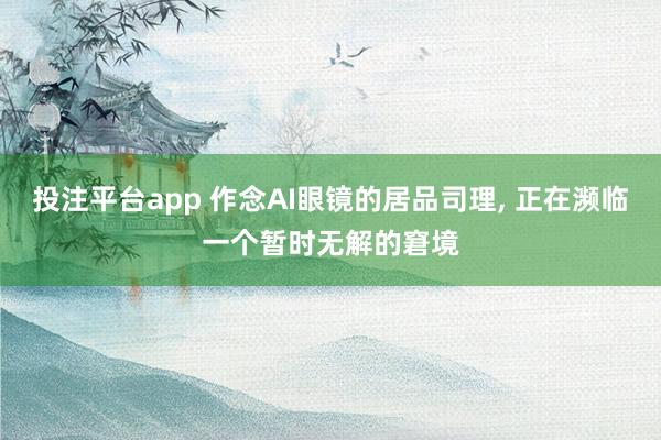 投注平台app 作念AI眼镜的居品司理， 正在濒临一个暂时无解的窘境