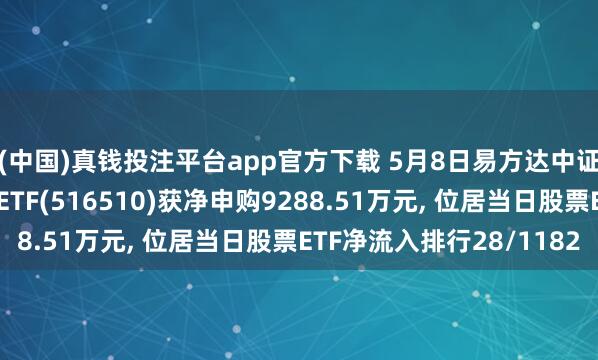(中国)真钱投注平台app官方下载 5月8日易方达中证云估量与大数据主题ETF(516510)获净申购9288.51万元， 位居当日股票ETF净流入排行28/1182