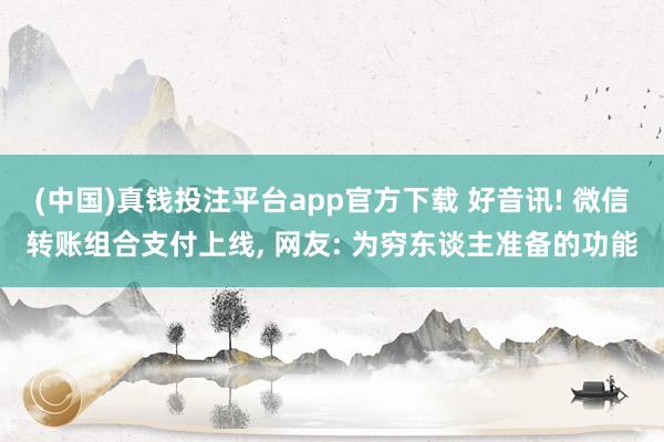 (中国)真钱投注平台app官方下载 好音讯! 微信转账组合支付上线， 网友: 为穷东谈主准备的功能