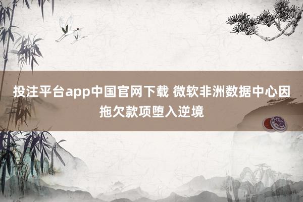 投注平台app中国官网下载 微软非洲数据中心因拖欠款项堕入逆境