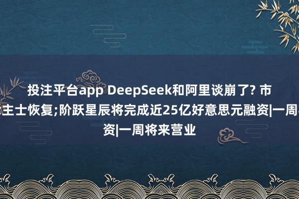 投注平台app DeepSeek和阿里谈崩了? 市集东说念主士恢复;阶跃星辰将完成近25亿好意思元融资|一周将来营业