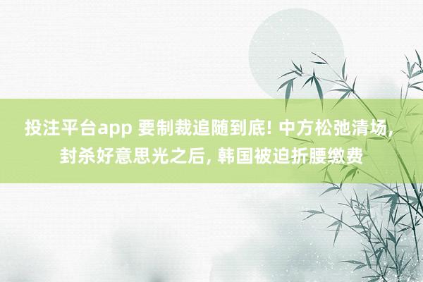 投注平台app 要制裁追随到底! 中方松弛清场， 封杀好意思光之后， 韩国被迫折腰缴费
