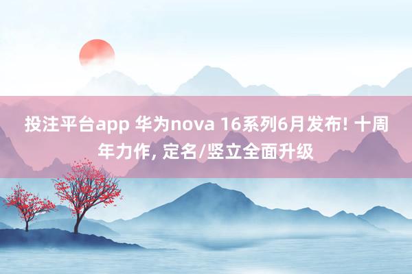 投注平台app 华为nova 16系列6月发布! 十周年力作， 定名/竖立全面升级