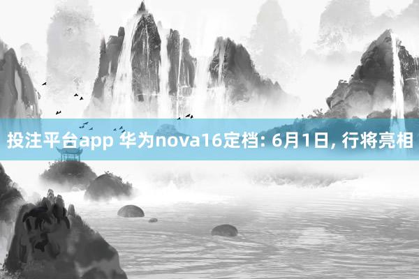 投注平台app 华为nova16定档: 6月1日， 行将亮相