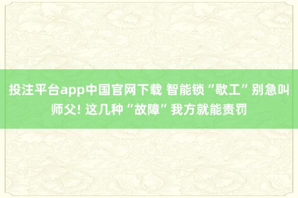 投注平台app中国官网下载 智能锁“歇工”别急叫师父! 这几种“故障”我方就能责罚