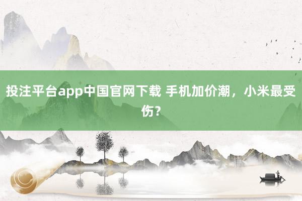 投注平台app中国官网下载 手机加价潮，小米最受伤？