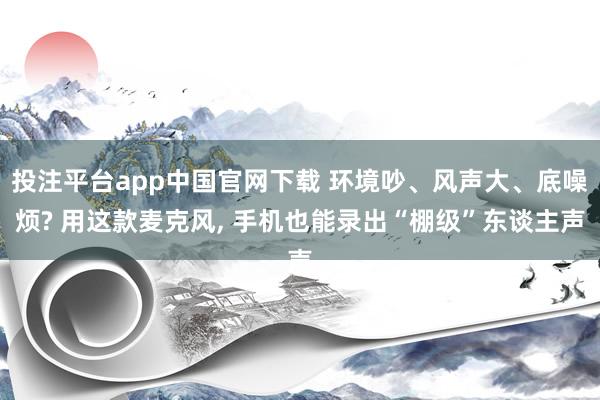 投注平台app中国官网下载 环境吵、风声大、底噪烦? 用这款麦克风, 手机也能录出“棚级”东谈主声