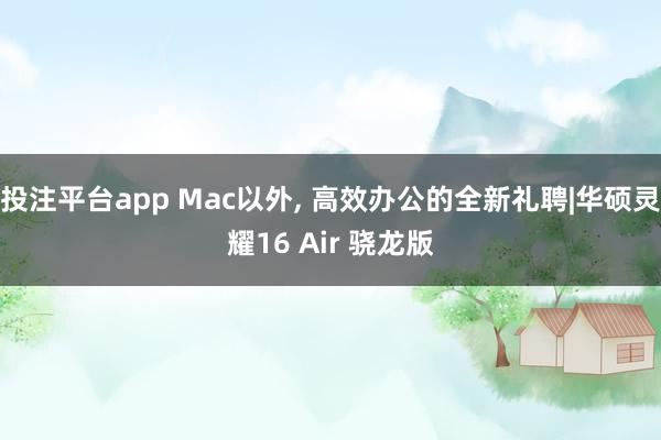 投注平台app Mac以外， 高效办公的全新礼聘|华硕灵耀16 Air 骁龙版