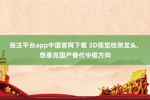 投注平台app中国官网下载 3D视觉检测龙头, 想泰克国产替代中枢方向