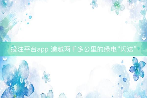 投注平台app 逾越两千多公里的绿电“闪送”