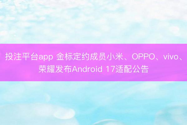 投注平台app 金标定约成员小米、OPPO、vivo、荣耀发布Android 17适配公告