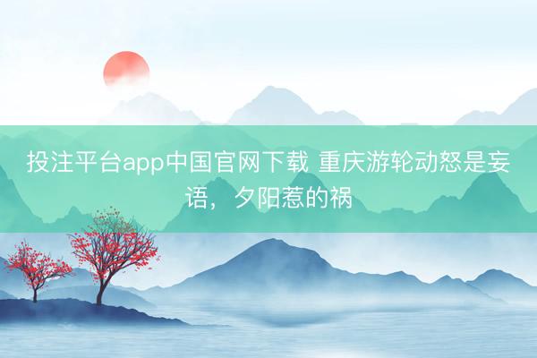 投注平台app中国官网下载 重庆游轮动怒是妄语，夕阳惹的祸