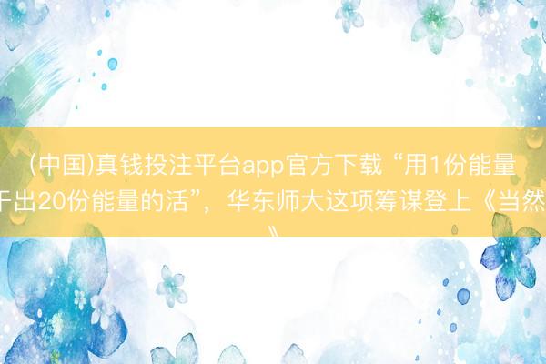(中国)真钱投注平台app官方下载 “用1份能量干出20份能量的活”，华东师大这项筹谋登上《当然》