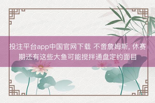 投注平台app中国官网下载 不啻詹姆斯, 休赛期还有这些大鱼可能搅拌通盘定约面目
