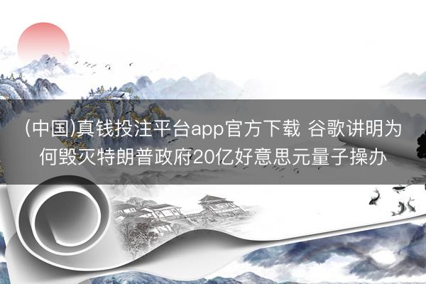 (中国)真钱投注平台app官方下载 谷歌讲明为何毁灭特朗普政府20亿好意思元量子操办