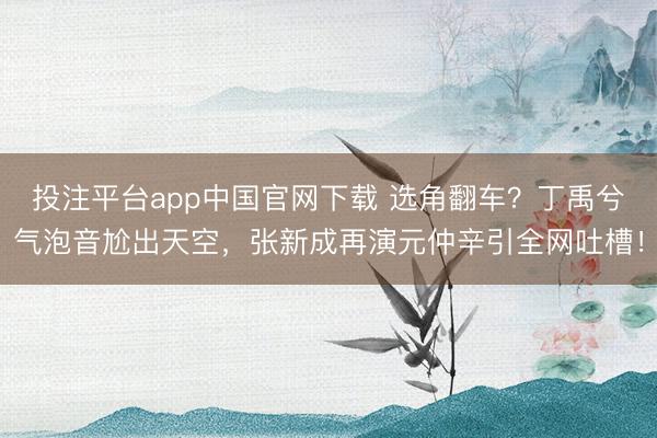 投注平台app中国官网下载 选角翻车？丁禹兮气泡音尬出天空，张新成再演元仲辛引全网吐槽！