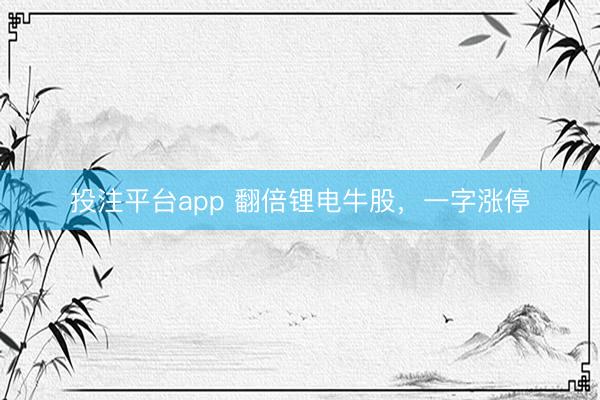 投注平台app 翻倍锂电牛股，一字涨停