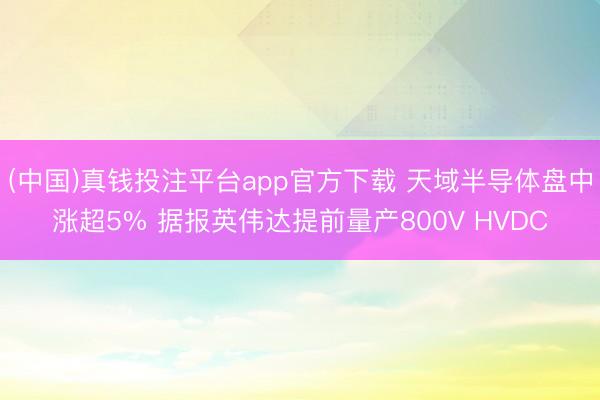 (中国)真钱投注平台app官方下载 天域半导体盘中涨超5% 据报英伟达提前量产800V HVDC