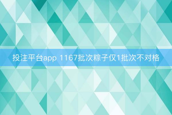 投注平台app 1167批次粽子仅1批次不对格